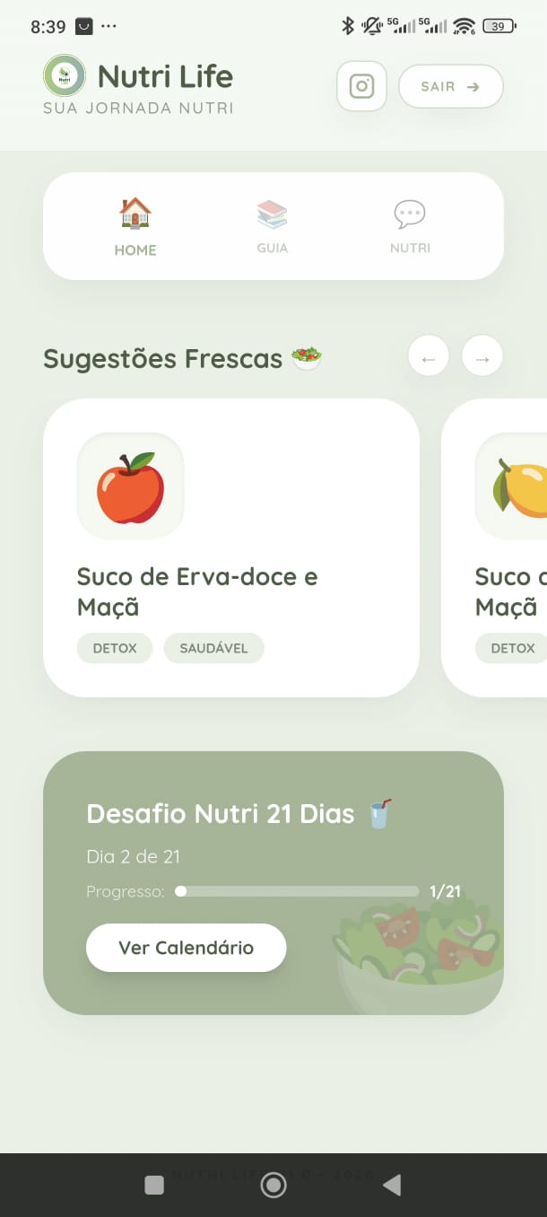 App Nutri Life - Tela 1